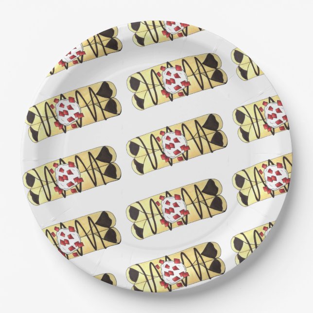 Schokolade Crêpe Pancake Frankreich Französische L Pappteller (Vorderseite)