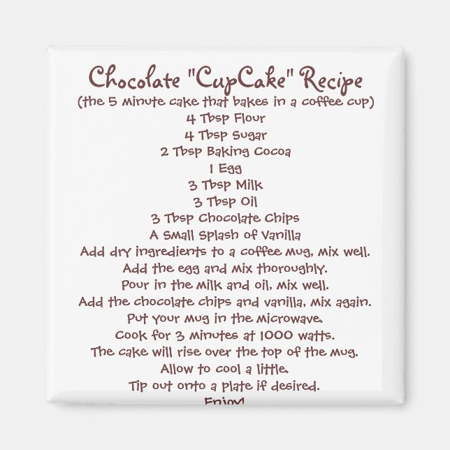 Schokolade "Cup Cake" in einer Tasse Rezept - Magn Magnet (Vorne)