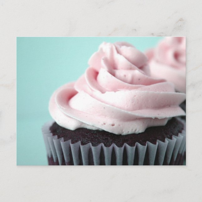Schokolade Cupcake Pink Vanilla Zuckerguss Postkarte (Vorderseite)