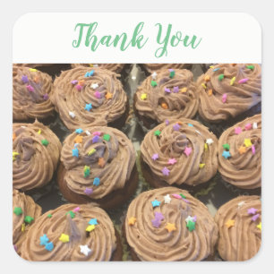 Schokolade Cupcakes Danke Quadratischer Aufkleber