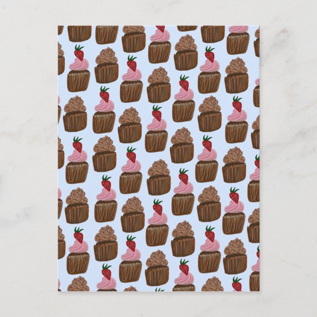 Schokolade Cupcakes Muster glücklich Geburtstag Postkarte (Vorderseite)