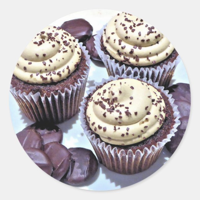 Schokolade Cupcakes White Icing Runder Aufkleber (Vorderseite)