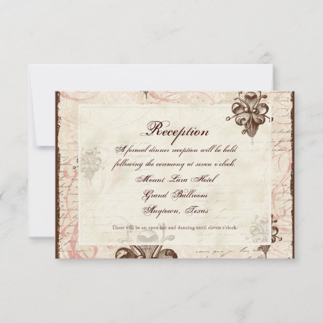 Schokolade Damask Swirl Wedding Response RSVP Kart Einladung (Vorderseite)