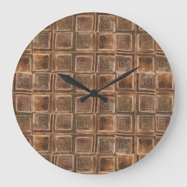 Schokolade Delight: Nahtloses Aquarellmuster. Große Wanduhr (Vorderseite)