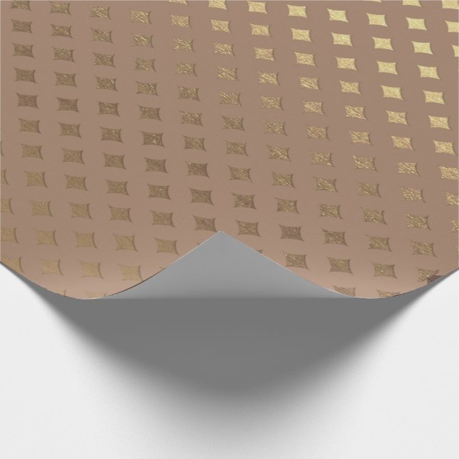 Schokolade Diamond Brown Sepia Gold Metallic Geschenkpapier (Ecke)