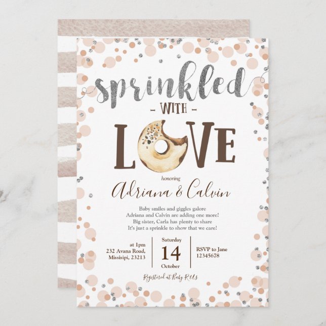 Schokolade Donut Baby Sprinkle Dusche Einladung (Vorne/Hinten)