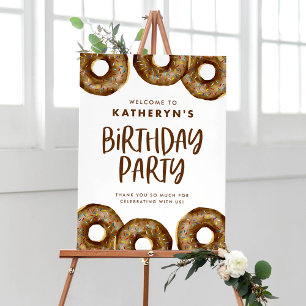 Schokolade Donuts Geburtstagsparty Willkommen Poster