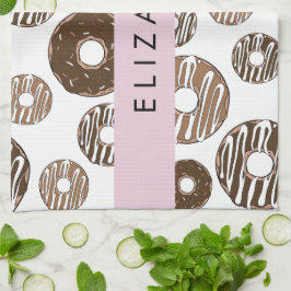 Schokolade Donuts, Karamellabüsse, Icing, Ihr Name Geschirrtuch