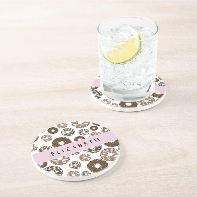 Schokolade Donuts, Karamellabüsse, Icing, Ihr Name Getränkeuntersetzer (Seite)