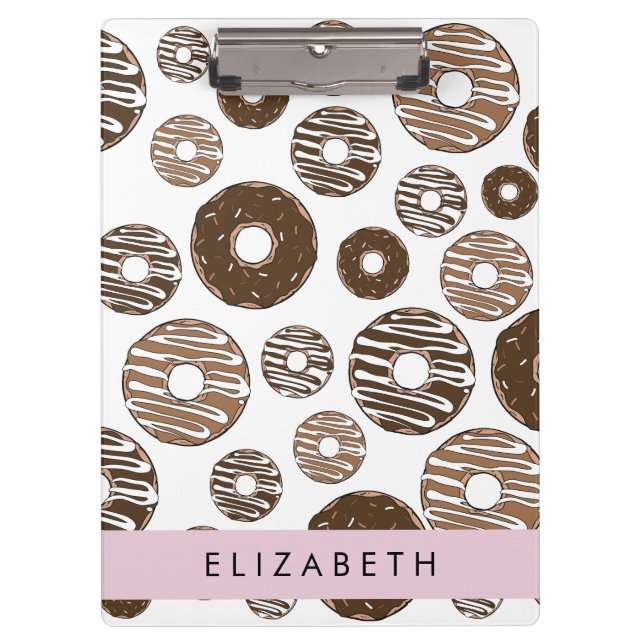 Schokolade Donuts, Karamellabüsse, Icing, Ihr Name Klemmbrett (Vorderseite)