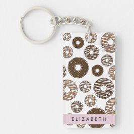 Schokolade Donuts, Karamellabüsse, Icing, Ihr Name Schlüsselanhänger