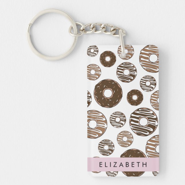Schokolade Donuts, Karamellabüsse, Icing, Ihr Name Schlüsselanhänger (Vorderseite)
