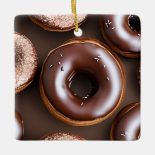 Schokolade Donuts mit Sprinklen Weihnachten Keramikornament