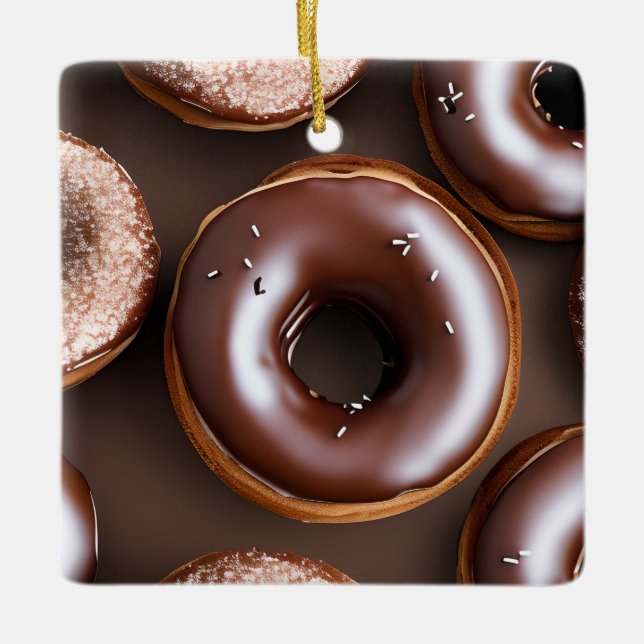 Schokolade Donuts mit Sprinklen Weihnachten Keramikornament (Vorderseite)