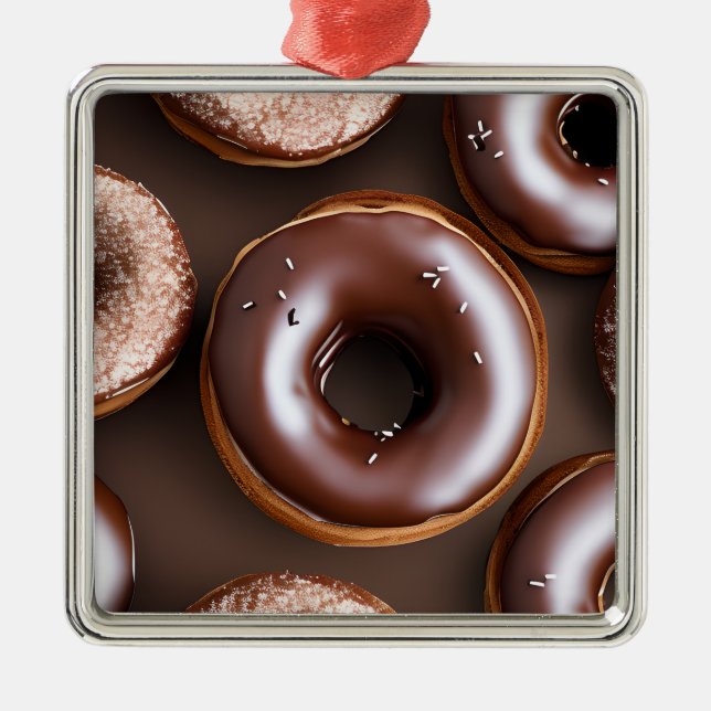 Schokolade Donuts mit Sprinklen Weihnachten Ornament Aus Metall (Vorne)