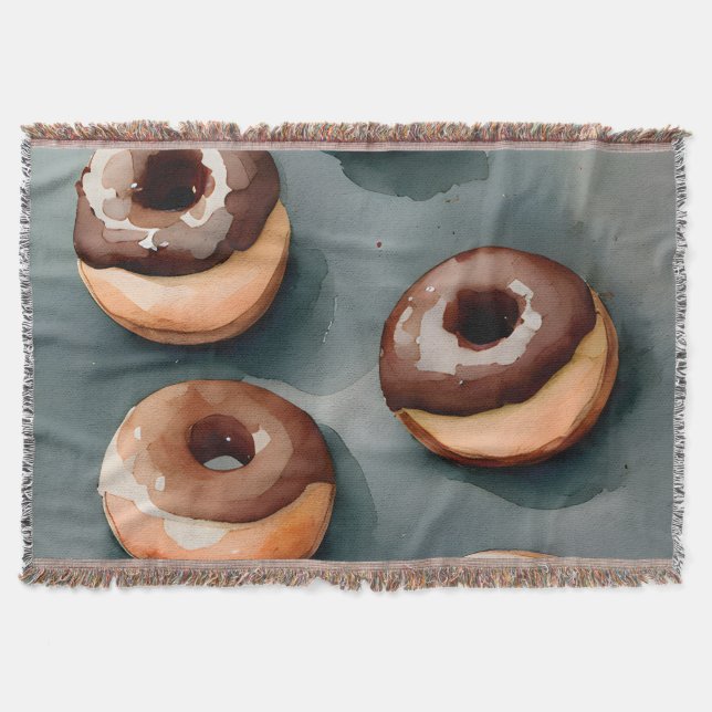 Schokolade Donuts Wasserfarbe Decke (Vorderseite)