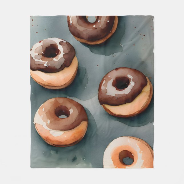 Schokolade Donuts Wasserfarbe Fleecedecke (Vorderseite)