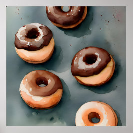 Schokolade Donuts Wasserfarbe Poster