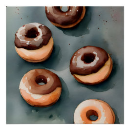 Schokolade Donuts Wasserfarbe Poster
