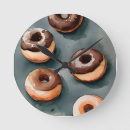 Schokolade Donuts Wasserfarbe Runde Wanduhr