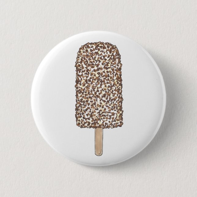 Schokolade Eclair Ice Creme Popsicle Dessert Feins Button (Vorderseite)