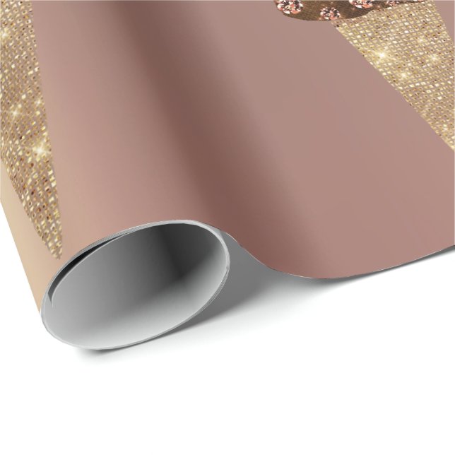 Schokolade Eis Blaue Metallische Rose Gold Geschenkpapier (Rolleneckpunkt)