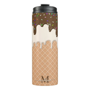 Schokolade-Eis-Creme Waffelkon-Monogramm Thermosbecher