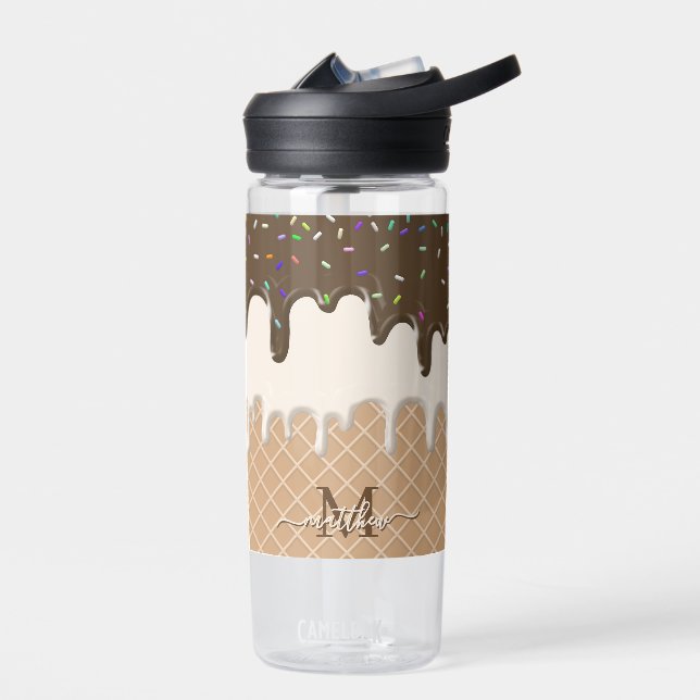 Schokolade-Eis-Creme Waffelkon-Monogramm Trinkflasche (Links)