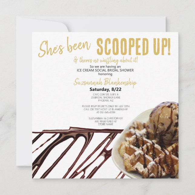 Schokolade-Eiscreme auf WaffelBrautparty Einladung (Vorderseite)