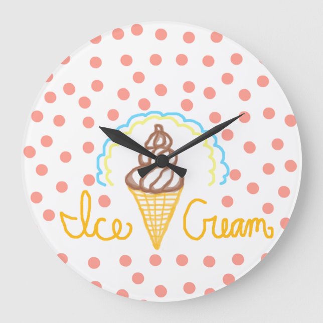 Schokolade Eiscreme Polka Dots Dream Große Wanduhr (Vorderseite)