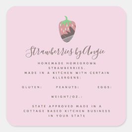 Schokolade Erdbeeren Getrennte Lebensmittelindustr Quadratischer Aufkleber