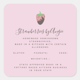 Schokolade Erdbeeren Pink Food Business Quadratischer Aufkleber