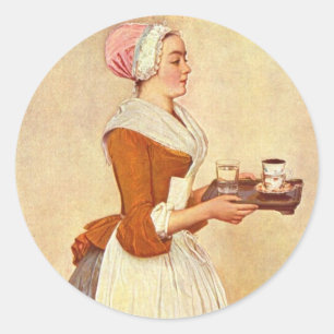 SCHOKOLADE FONDUE DINNER PARTY RUNDER AUFKLEBER