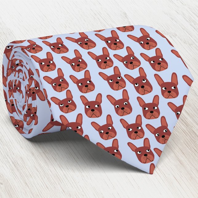 Schokolade French Bulldog Blue Neck Tie Krawatte (Chocolate French Bulldog dog pattern blue art neck tie)
