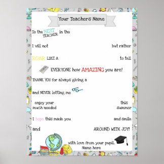 Schokolade für Lehrer, Geschenk für Süßes Poster