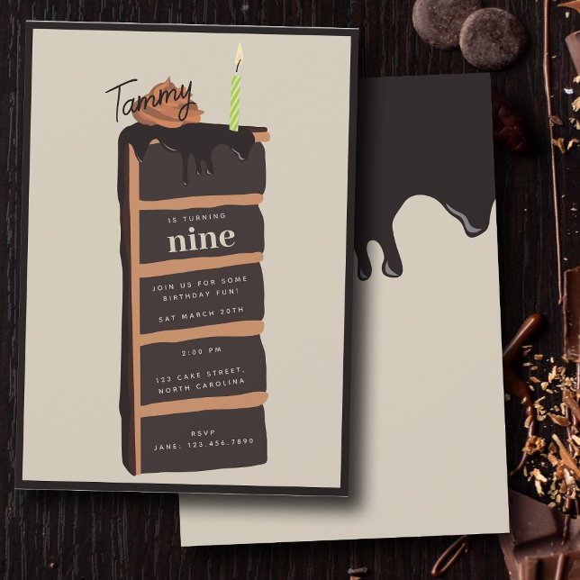 Schokolade Geburtstagskuchen Geburtstagsparty Einladung (Chocolate Birthday Cake Birthday Party Invitation)