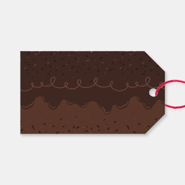 Schokolade Geburtstagskuchen Zuckerguss Geschenkanhänger (Vorderseite (Horizontal))