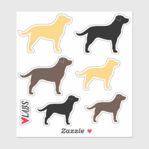 Schokolade, Gelb und Schwarz-Labrador-Aufkleber-Se Aufkleber