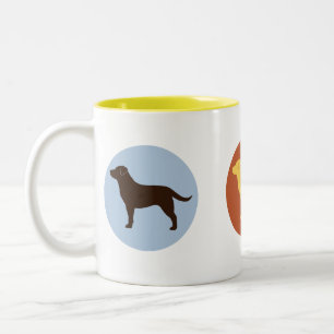 Schokolade, Gelb und Schwarz-Labrador-Retrievers Zweifarbige Tasse