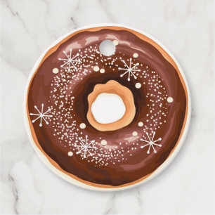 Schokolade Glasierte Donuts mit Schneeflocken Weih Geschenkanhänger