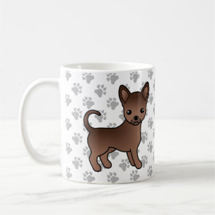 Schokolade, glatter Coat Chihuahua Cartoon Dog & P Kaffeetasse