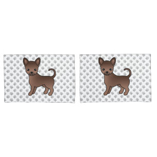 Schokolade, glatter Coat Chihuahua Cartoon Dog & P Kissenbezug
