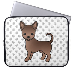 Schokolade, glatter Coat Chihuahua Cartoon Dog & P Laptopschutzhülle