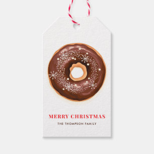 Schokolade Glazed Donut und Schneeflocken Weihnach Geschenkanhänger