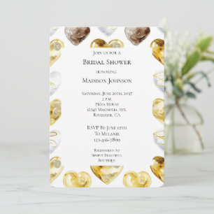 Schokolade Gold White Hearts Brautparty Einladung