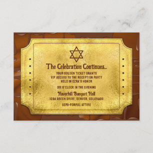 Schokolade Golden Ticket Bar Bat Mitzvah Empfang Begleitkarte