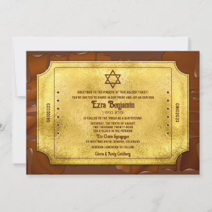 Schokolade Golden Ticket Bar Mitzvah oder Bat Mitz Einladung