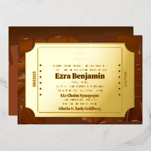 Schokolade Golden Ticket Bar Mitzvah oder Bat Mitz Folieneinladung