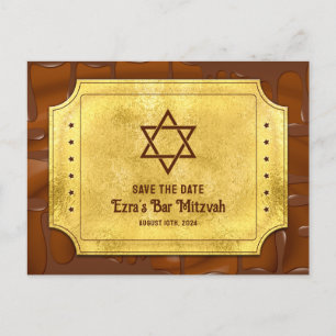 Schokolade Golden Ticket Bar Mitzvah Save the Date Postkarte