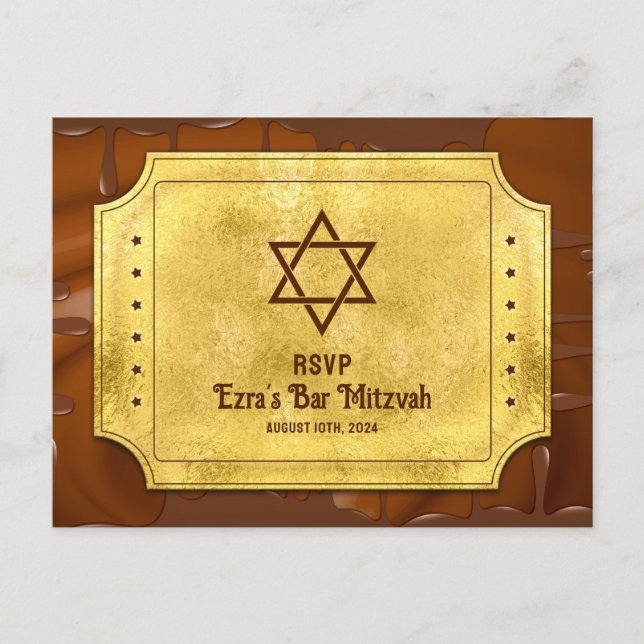 Schokolade Golden Ticket Bat Bar Mitzvah UAWG Postkarte (Vorderseite)